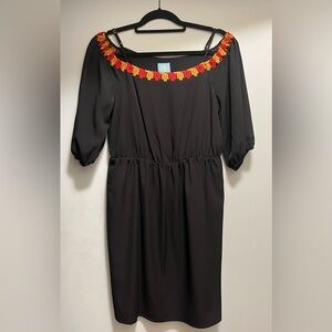 NWOT CeCe black dress with embroidered collar Size 4